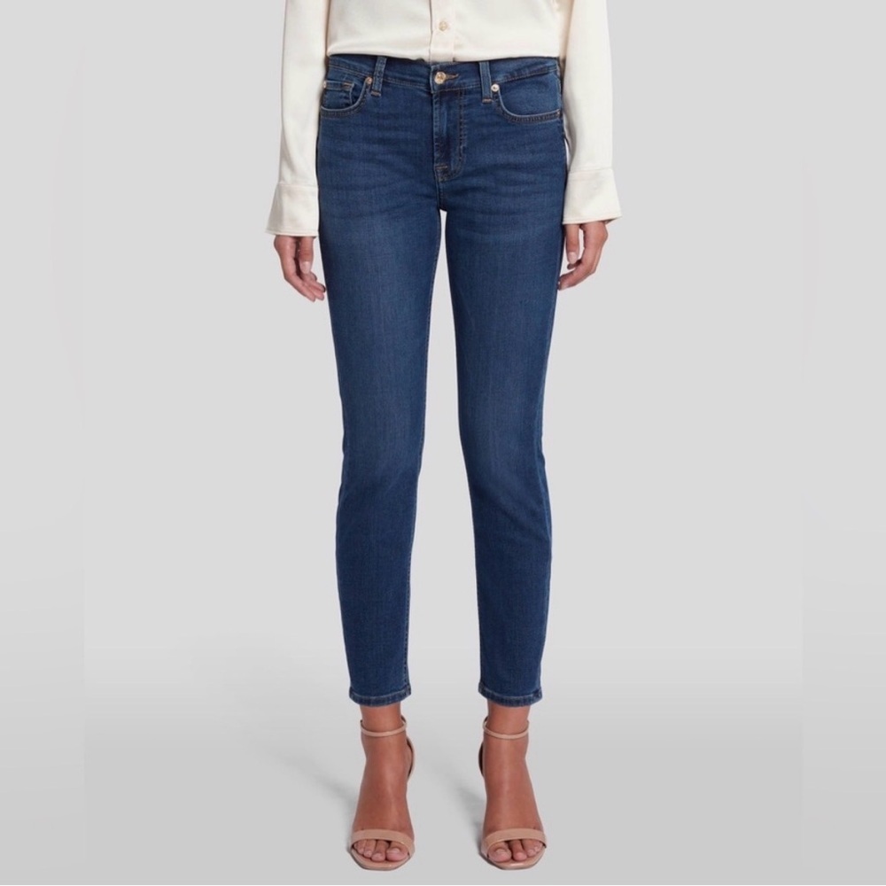 7 For All Mankind Roxanne Cropped Skinny Jeans Dark Wash Size 25